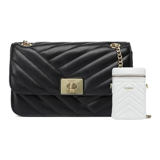 COOGI Synthetic Leather Combo Crossbody Bag Makeup Bag Shoulder Bag Women's Black/White/Light Khaki-0