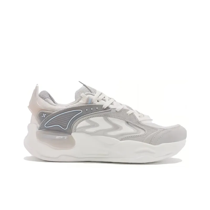 XTEP Yuan Qi Breathable And Wear-resistant Low-Top Casual Shoes Women's White Gray-1
