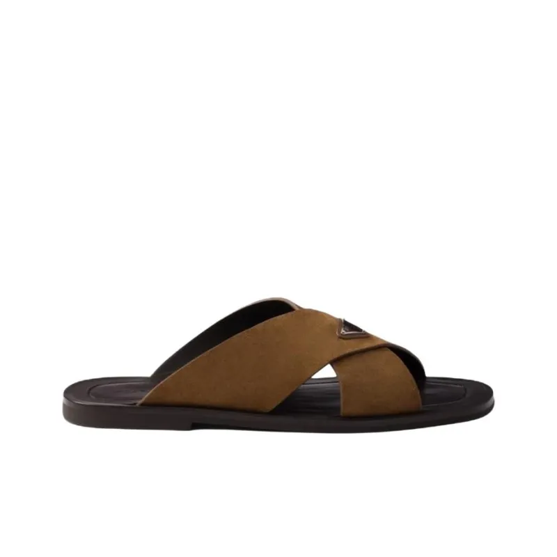 PRADA Slide Slippers Men's Brown-1
