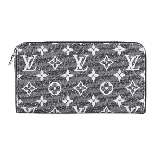 LOUIS VUITTON Zippy Denim Wallet Women's Gray