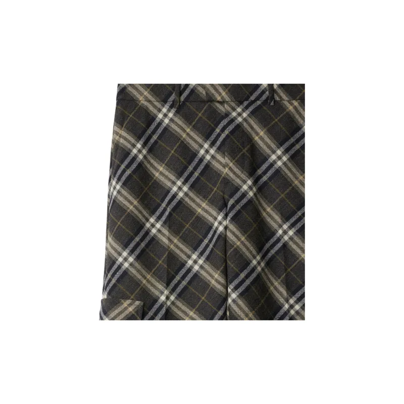 Burberry Checked Wool Tailored Trousers-4