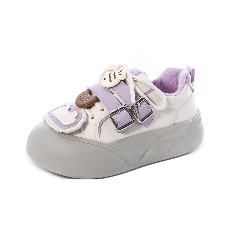 Lovely You Wear-resistant And Lightweight Low-Top Skateboard Shoes Women's Gray Purple-13