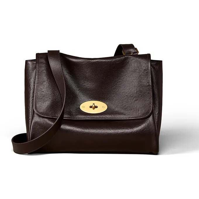 KAISER Top Grain Vegetable Tanned Cow Leather Shoulder Bag Women's Chocolate/Black-1