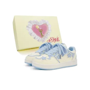 FULLXUAN Slip Resistant Low Top Skateboard Shoes Women's Yellow Blue