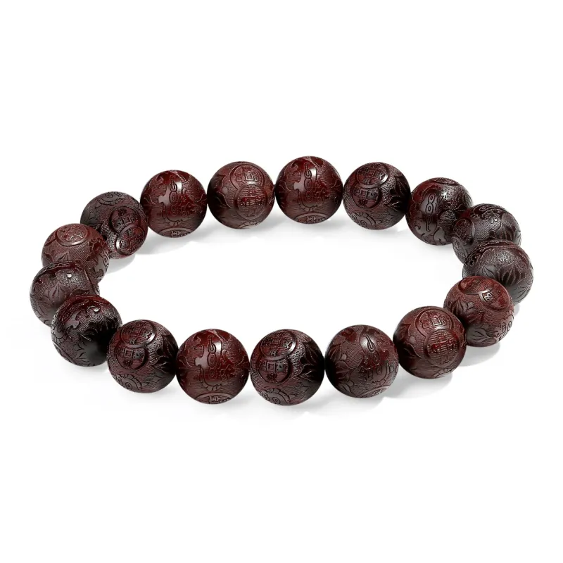 PUTUOSHANWENCHUANG Small Leaf Red Sandalwood Bracelets Unisex-0