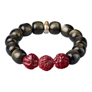 Moonstone Edge Obsidian Bracelets Men's