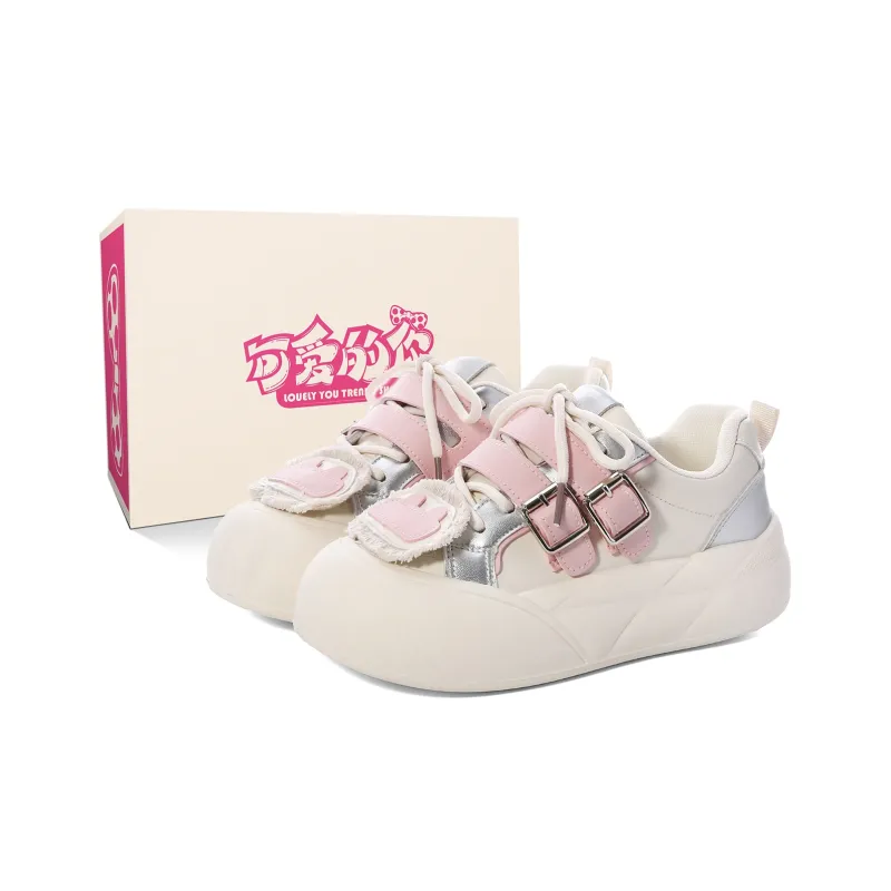 Lovely You Wear-resistant And Lightweight Low-Top Skateboard Shoes Women's Pink Silver-0