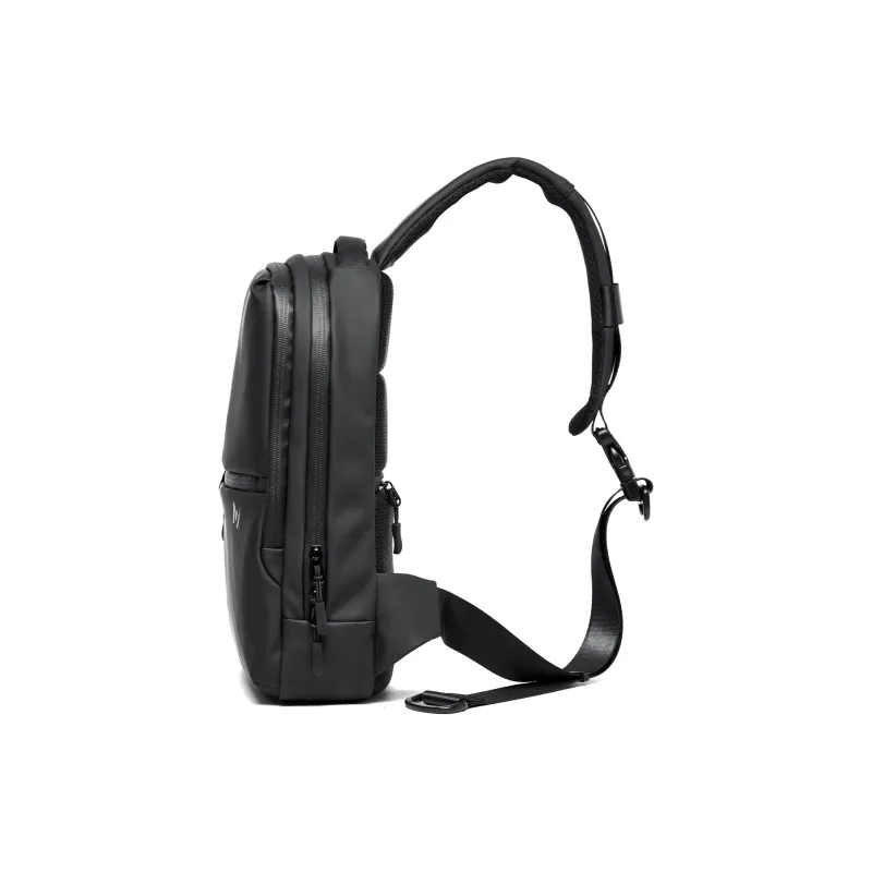 MOYYI PVC Crossbody Bag Men's Black-3