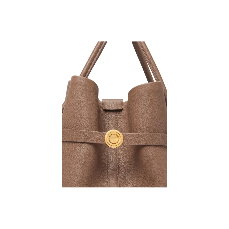 Loro Piana Ghiera Cow Leather Handbag Large Size Women's Fossil Color-4