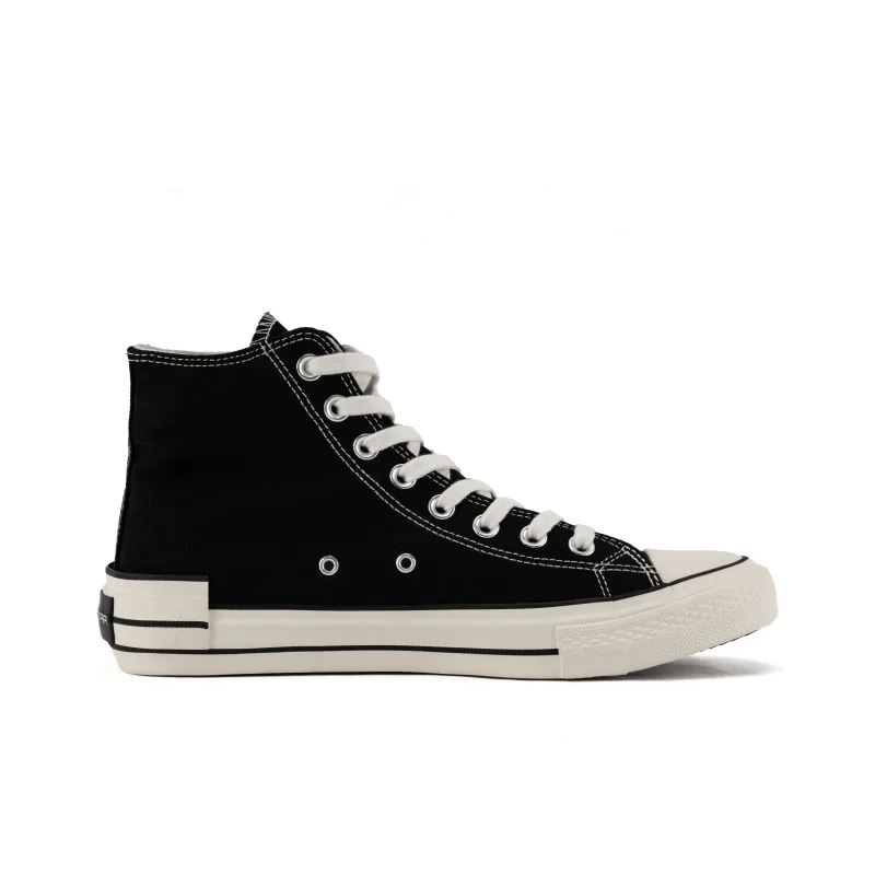 LARA STAR Anti Slip And Wear Resistant Lightweight High Top Canvas Shoes Unisex White Black-1