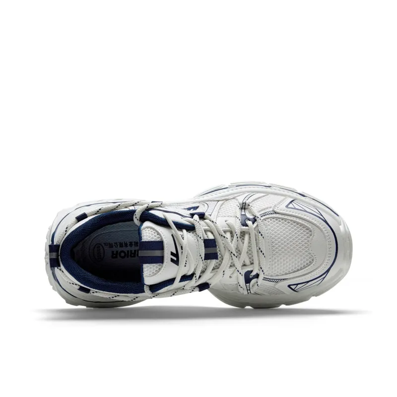Warrior Wear Resistant Wide Coverage Lightweight Low Top Chunky Sneakers Unisex Beige Blue-3