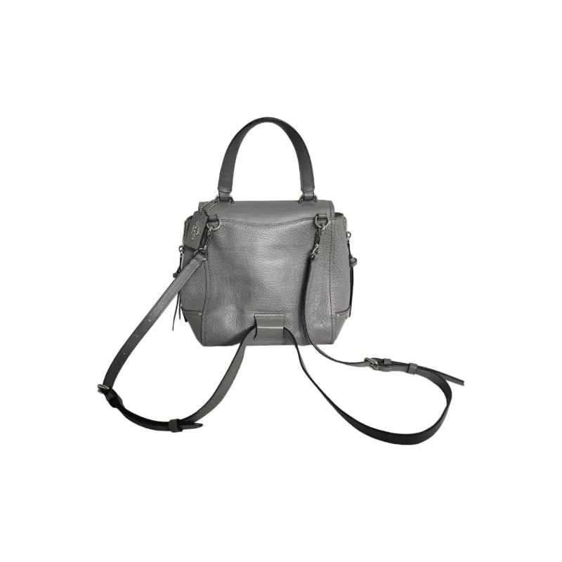 COACH Leather With Suede Backpack Trumpets Women's Silver Gray-4