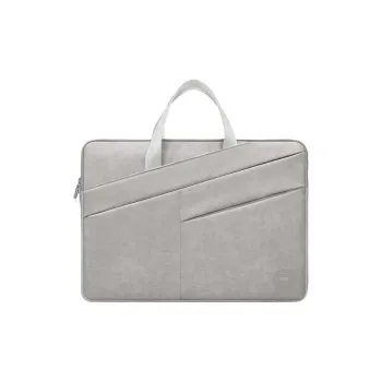 BUBM PU Laptop Bag Unisex Light Gray/Dark Gray/Pink