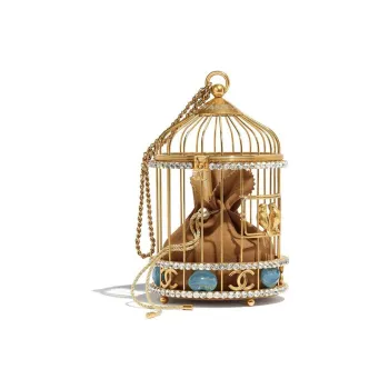 CHANEL Lambskin Limited Edition Bird Cage Bag Evening Clutch Bag Women's Gold