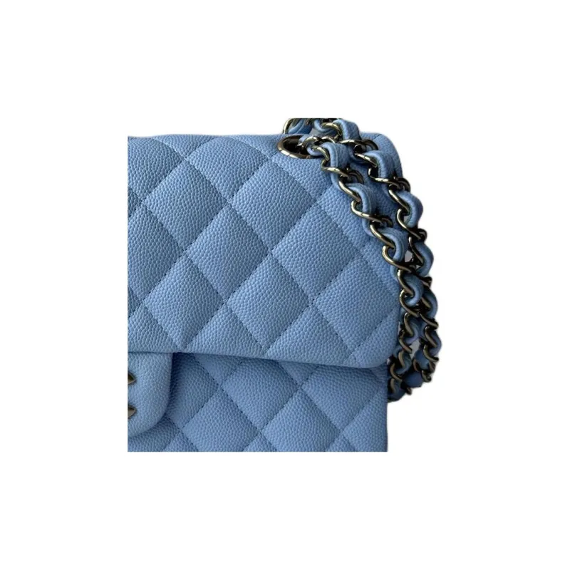 CHANEL Classic Flap CF23P Spring And Summer Grain Cow Leather Shoulder Bag, Crossbody Bag Trumpets Women's Light Blue-1