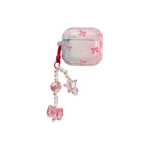 Compatibility With Apple AirPods 4/2/3/4th Generation/AirPods Pro/Pro 2 TPU Gradient Pink Bowknot Headphone Cases