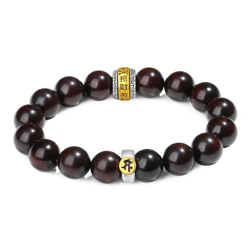 PUTUOSHANWENCHUANG Small Leaf Red Sandalwood Bracelets Unisex-10