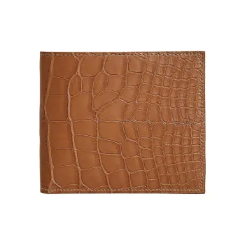 HERMES MC² Euclide Matte Crocodile Leather Wallet Men's 37 Gold Gold Brown