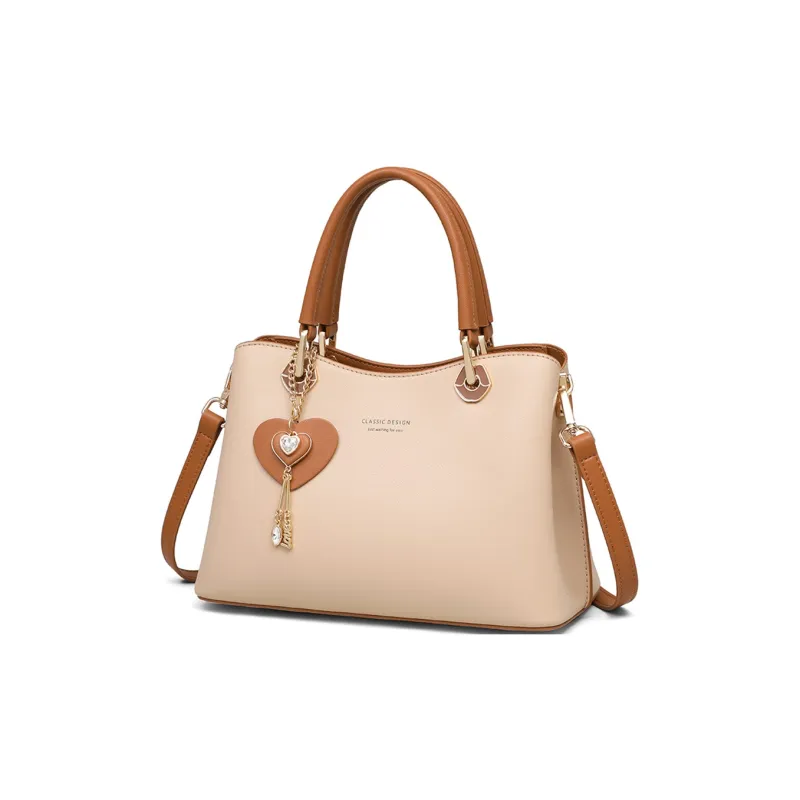 COMELY Cow Leather Shoulder Bag Crossbody Bag Handbags Regular Women's Milk Tea Beige-4