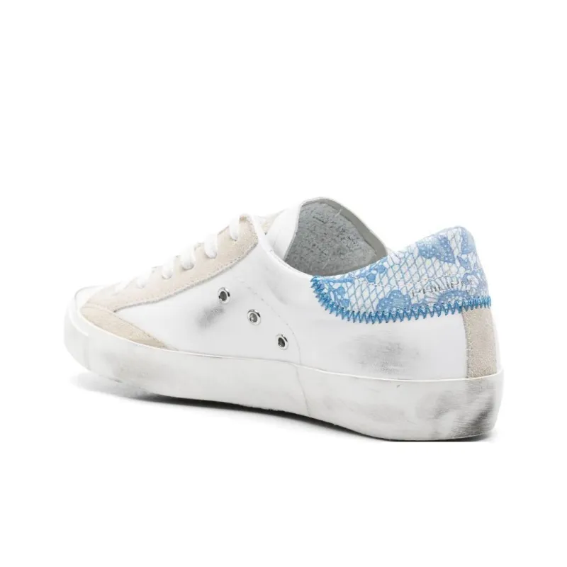 PHILIPPE MODEL Prs Low Top Skateboard Shoes Unisex White Blue Beige-3
