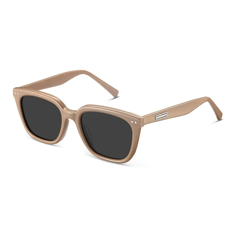 LOHO Plate Frame Square Travel UV Protection Photography Sunglasses Unisex Black Milk Tea Camel-8