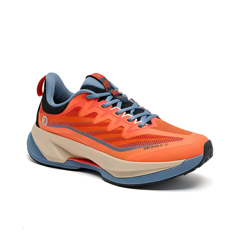 QIAODAN Imperial Mountain Anti Slip Wear Resistant Low Top Trekking Shoes Men's Orange Blue-1