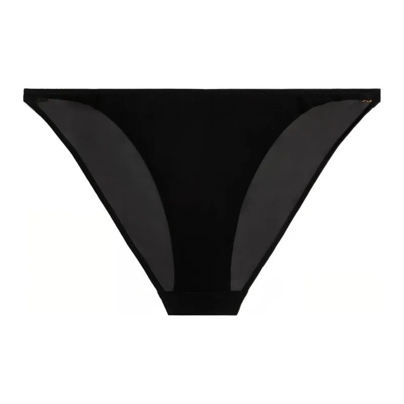 CELINE Triomphe Mulberry Silk Georgette Underwear Underpants Women's 1 Pack Black-1