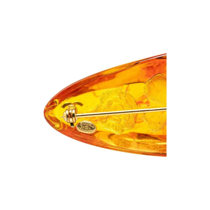 CHANEL 1998 Resin Camellia And Clover Brooch Costume Brooch-2