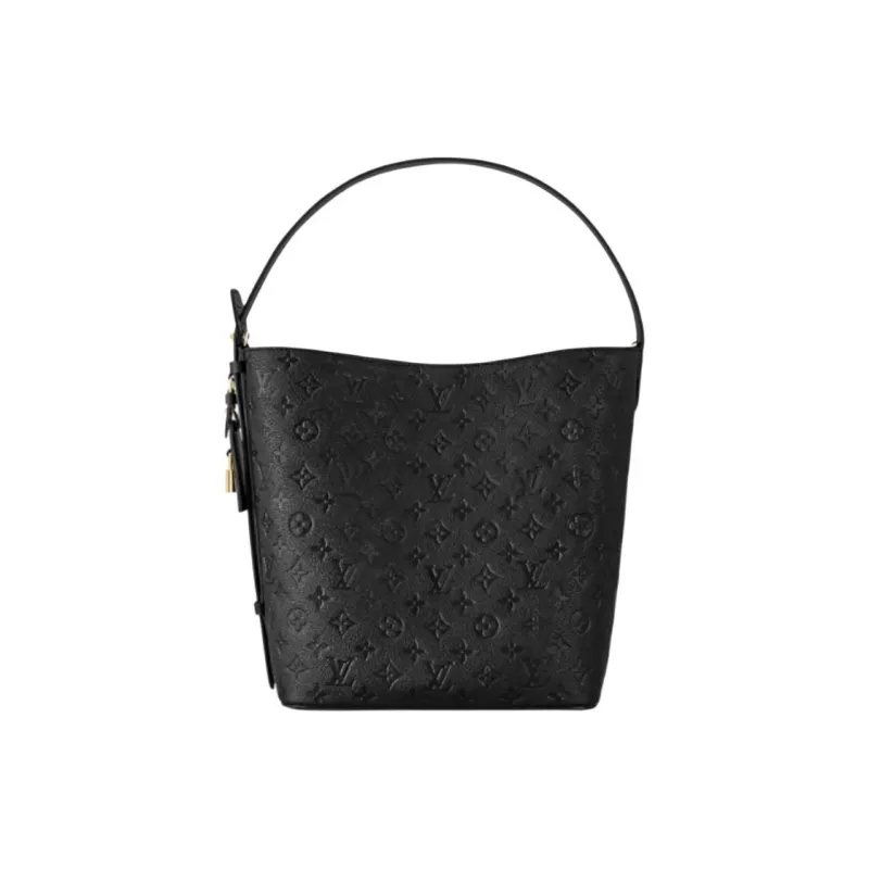 LOUIS VUITTON Embossed Grain Cow Leather Bucket Bag, Handbag, Shoulder Bag Tubas Women's Black-0
