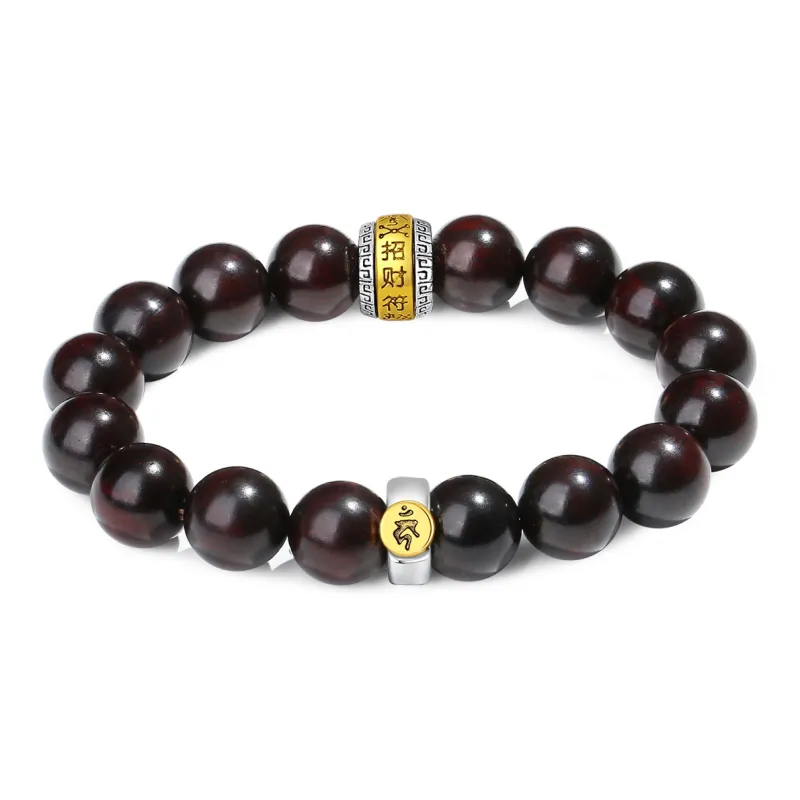 PUTUOSHANWENCHUANG Small Leaf Red Sandalwood Bracelets Unisex-12