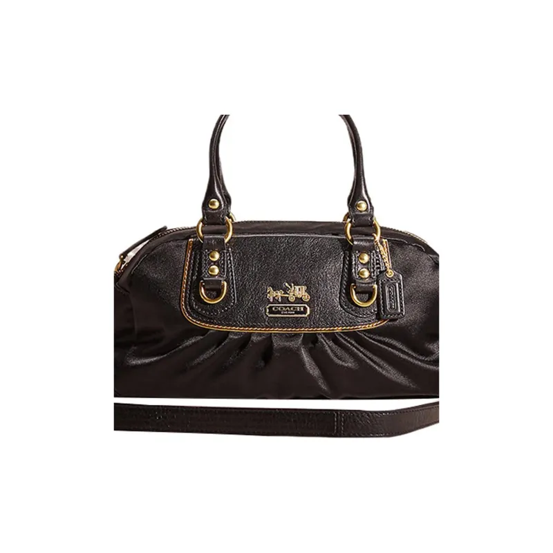 COACH Rowan Satin Shoulder Bag, Crossbody Bag, Handbag Mini Women's Black-1