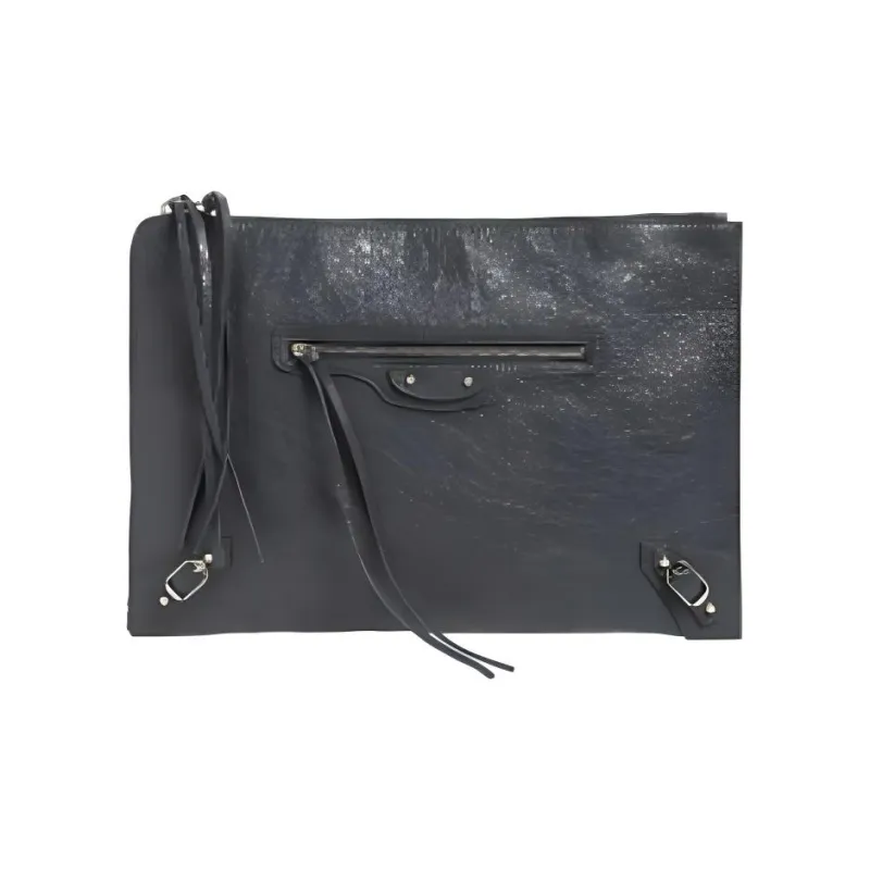 Balenciaga Lambskin Clutch Large Size Women's Gray-0