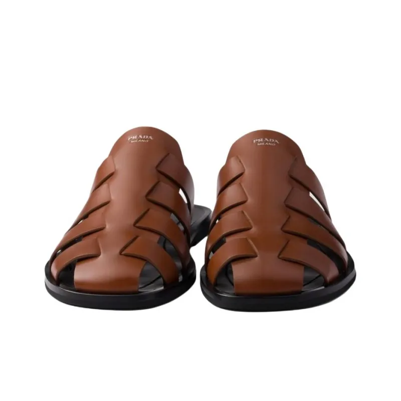 PRADA Wrap toe Slippers Men's Brown-3