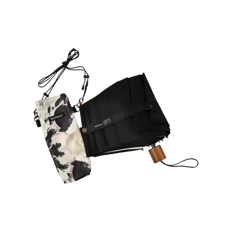 RABBITUU Wooden Heart Collection White Designer Original Umbrella Men's Trendy Folding Umbrella White Rabbit Red Wolf-3