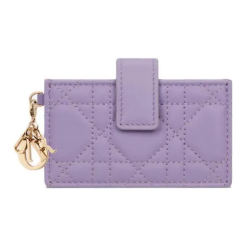 DIOR Lady Dior Lambskin Card Holder Women's Light Purple