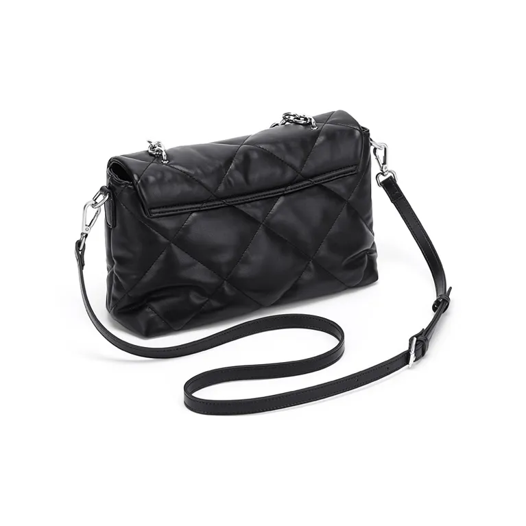 Simvay Clos PU Shoulder Bag Crossbody Bag Soft Leather Handbag Small Size Women's Black-3