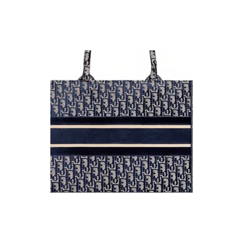 DIOR BookTote Velvet Tote Bag Shopping Bag Shoulder Bags Handbags Medium Size Women's Dark Blue-3
