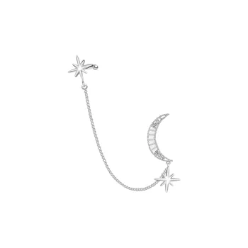 KEYS VIA Copper Alloy Synthetic Cubic Zirconia Hoop Earrings Single Ear Bone Clip Women's