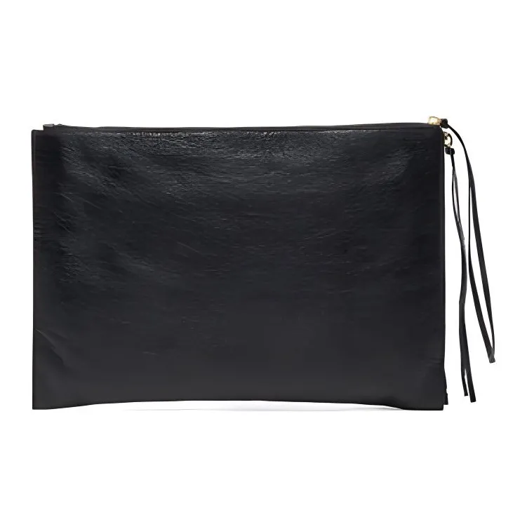 Balenciaga Lambskin Clutch Large Size Women's Gray-3