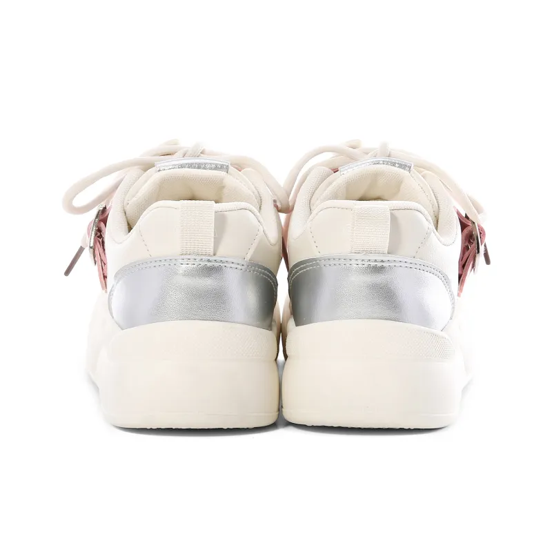 Lovely You Wear-resistant And Lightweight Low-Top Skateboard Shoes Women's Pink Silver-4