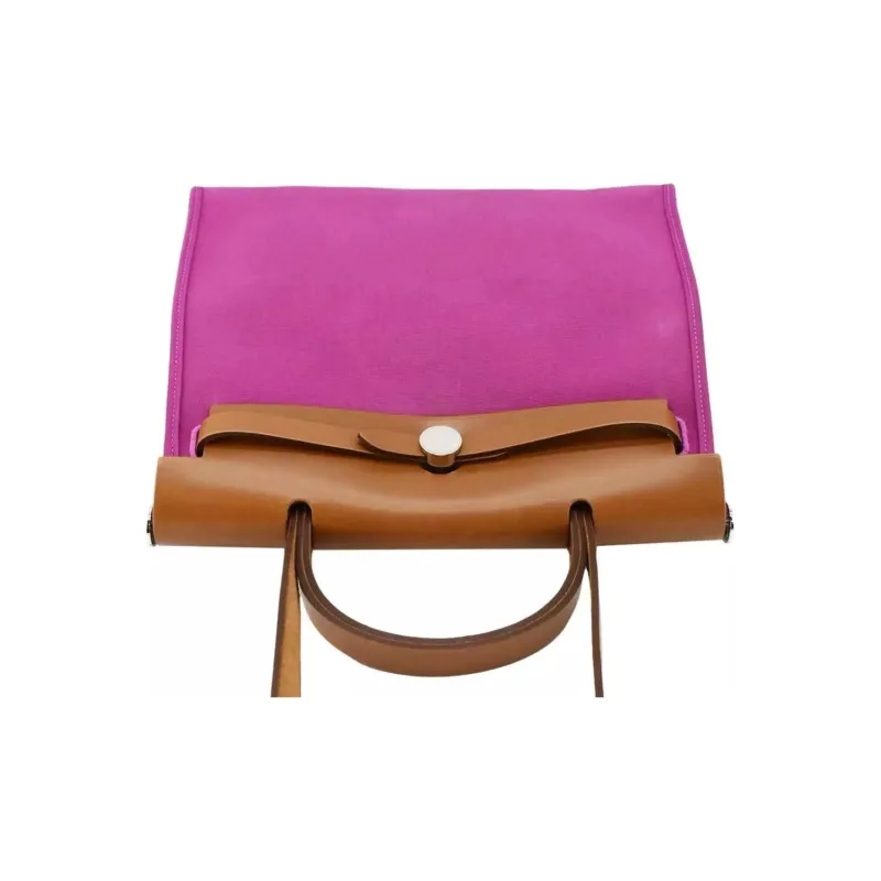 HERMES Herbag Zip Canvas Crossbody Bag Regular Women's Magnolia Pink/Light Tawny-4