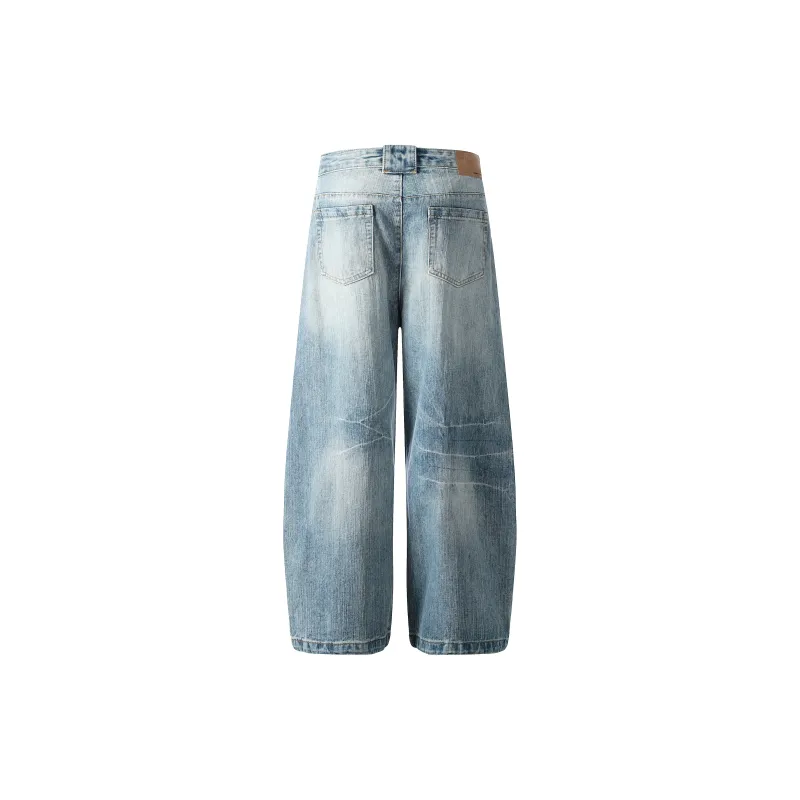 TESTUNG Classic Fashion Jeans Unisex Blue Vintage Tone-2