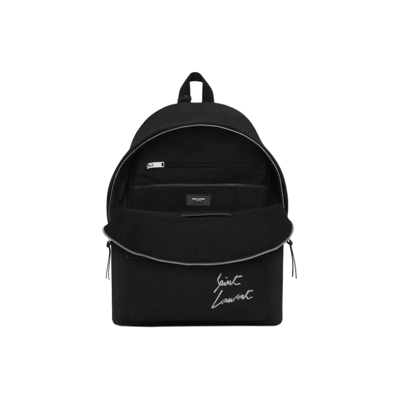 SAINT LAURENT City Cotton Backpack Women's Black-3