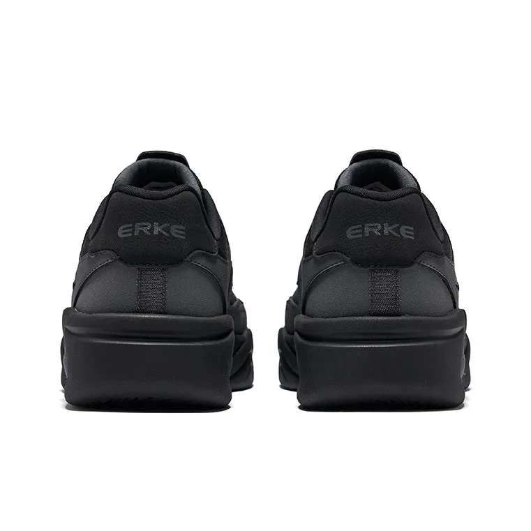 Erke The Clouds Come Wear Resistant Slip Resistant Low Top Skateboard Shoes Men's Jet Black Carbon Gray-3