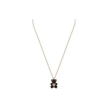 Swarovski Faux Crystal, Rose Gold Plated Necklaces Unisex Black