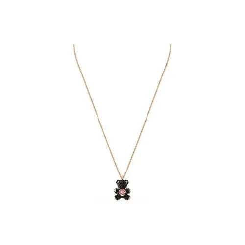 Swarovski Faux Crystal, Rose Gold Plated Necklaces Unisex Black