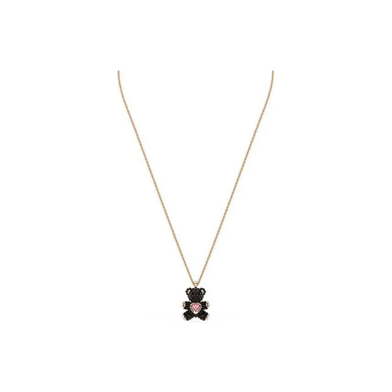 Swarovski Faux Crystal, Rose Gold Plated Necklaces Unisex Black-0