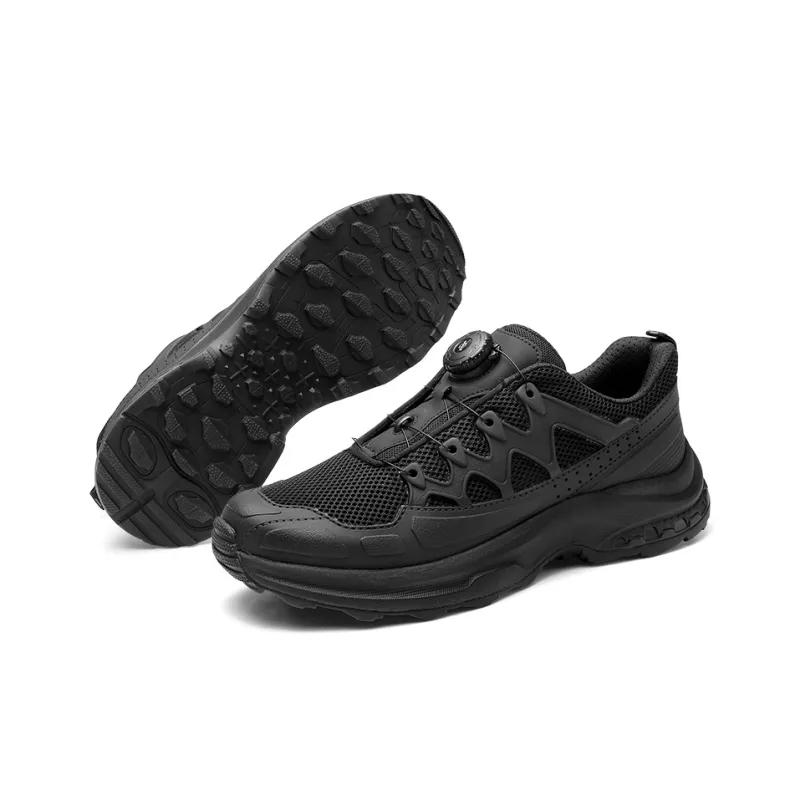 Strongman 3515 Men's Training Shoes With Automatic Buckle Lightweight Black Casual Running Shoes-4