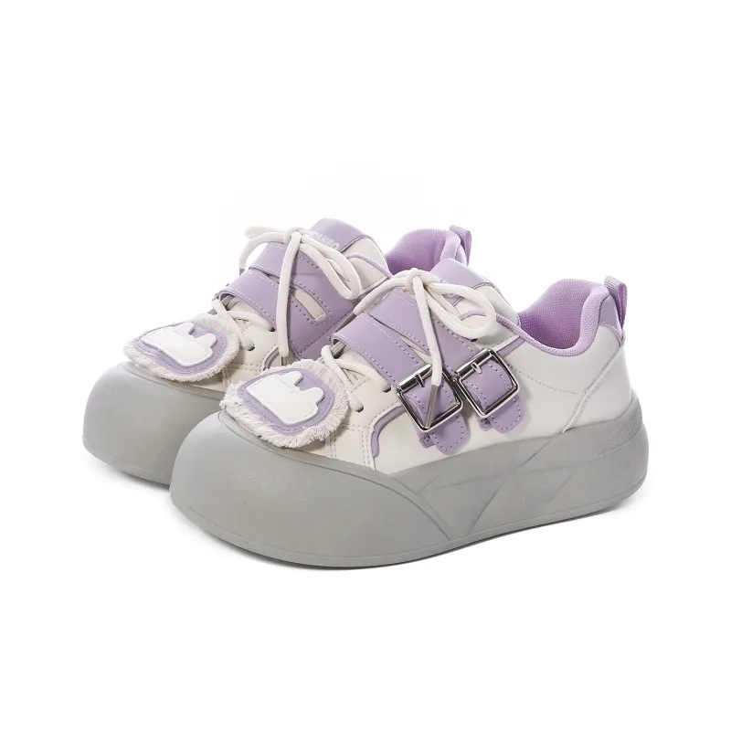 Lovely You Wear-resistant And Lightweight Low-Top Skateboard Shoes Women's Gray Purple-2