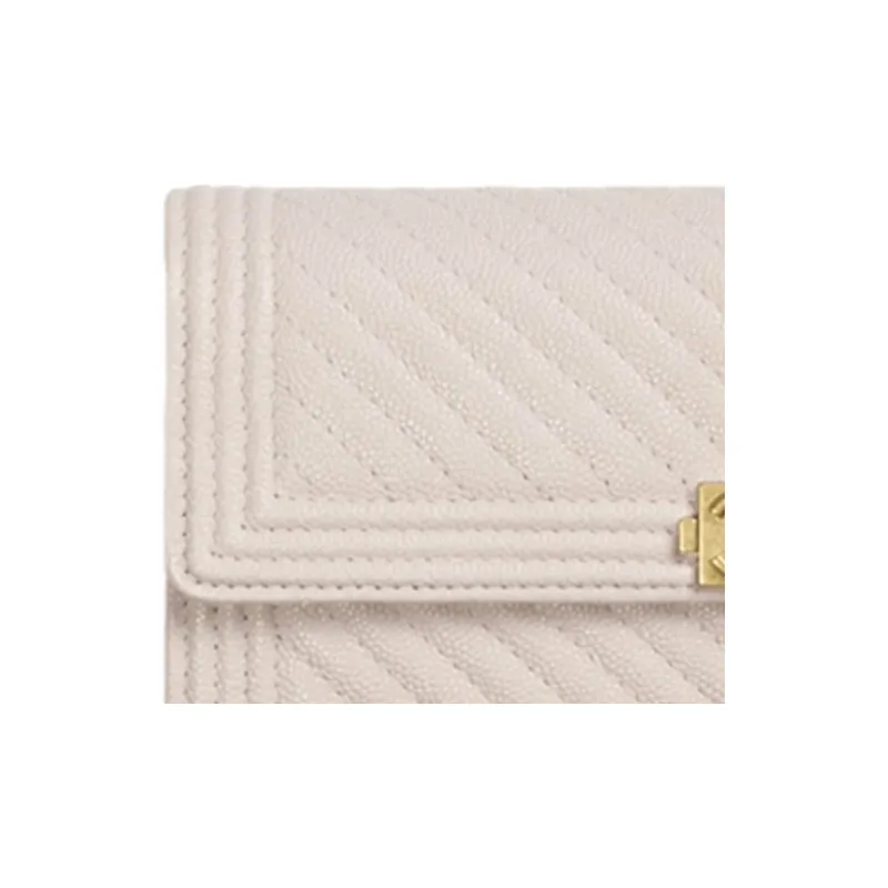 CHANEL Leboy Grain Embossed Calfskin Flap Wallet Women's Light Purple-4